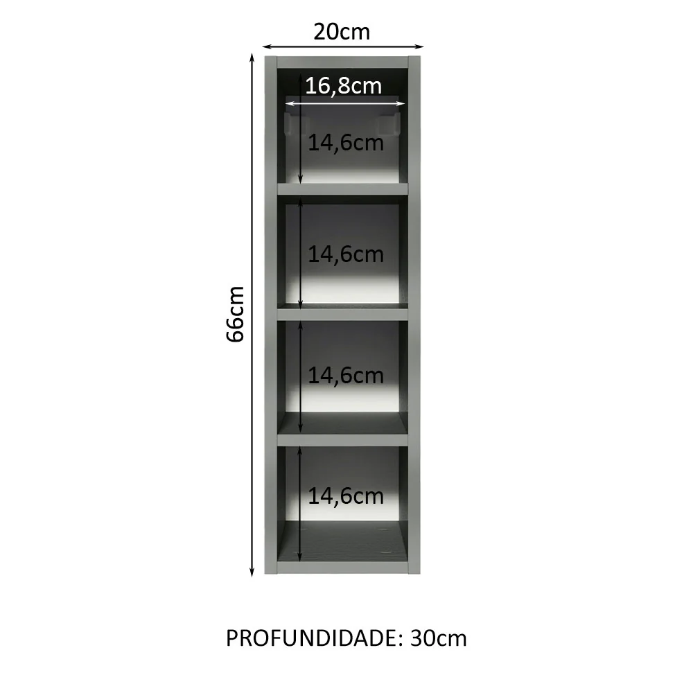 Adega 20 cm com 4 Nichos Cinza Nice Madesa - Image 3