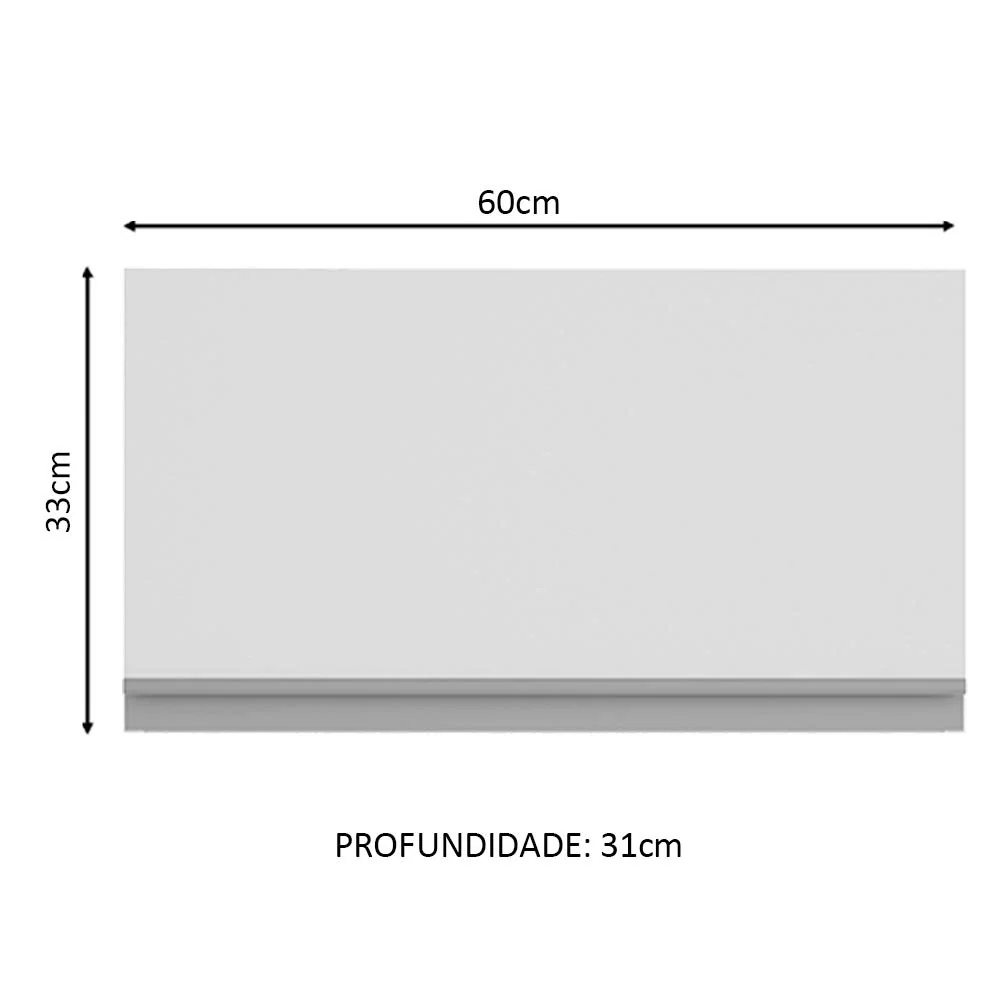 Armário Aéreo Madesa Glamy 60 cm 1 Porta Basculante Branco - Image 2
