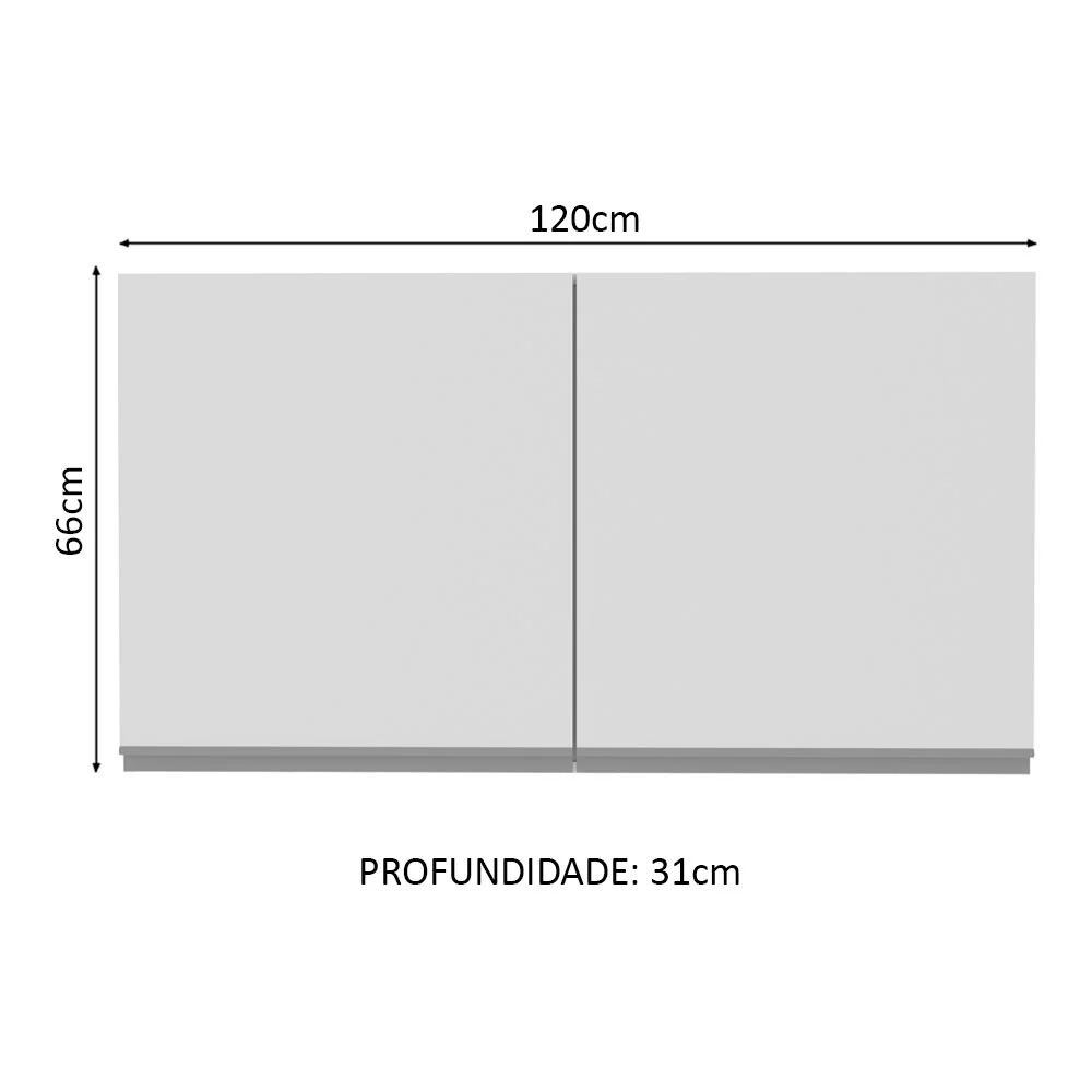 Armário Aéreo Madesa Glamy 120 cm 2 Portas Branco - Image 2