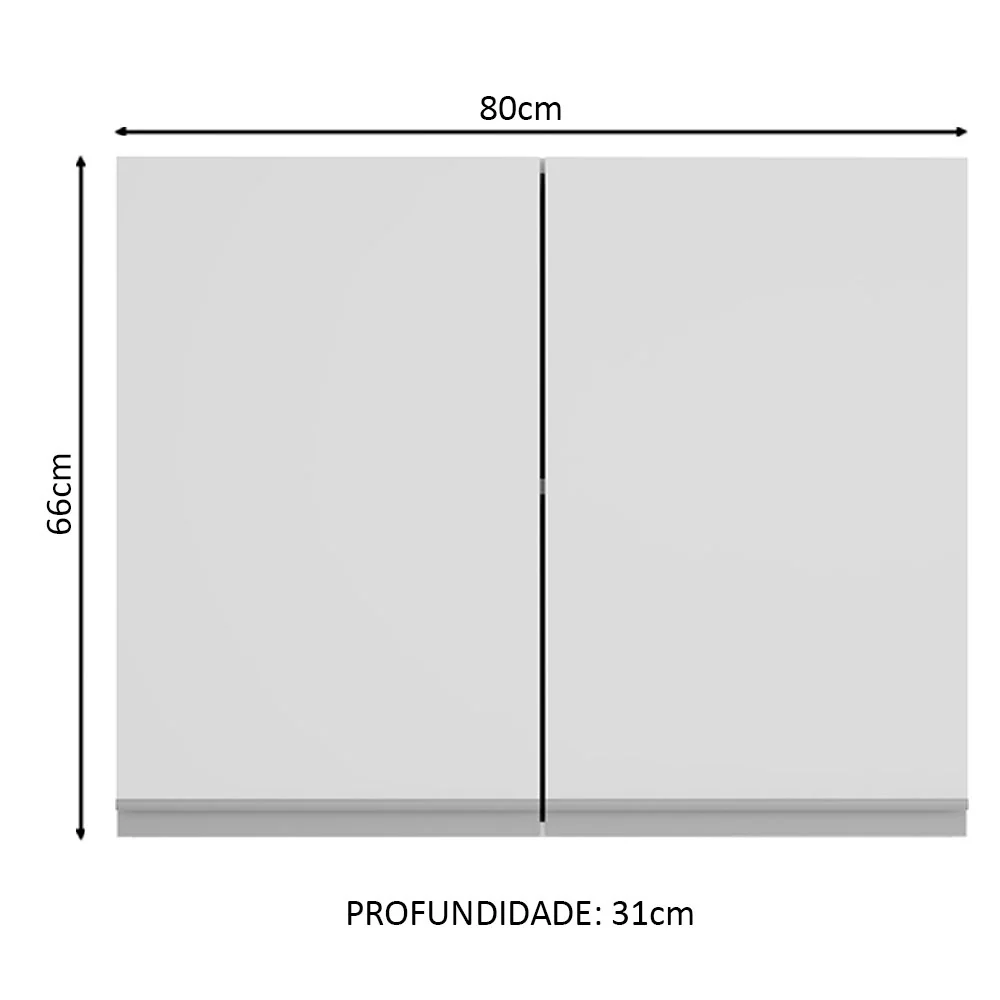Armário Aéreo Madesa Glamy 80 cm 2 Portas Branco - Image 2
