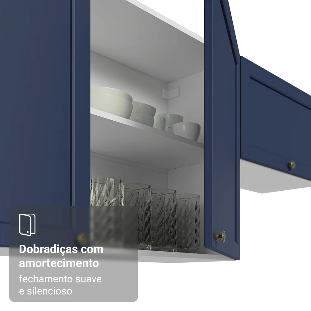 Armário Aéreo 100 cm 1 Porta Basculante Branco/Azul Vik Madesa - Image 8