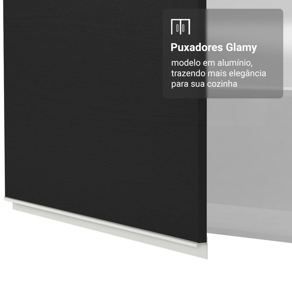 Armário Aéreo 100 cm 1 Porta Basculante Branco/Preto Glamy Madesa - Image 6
