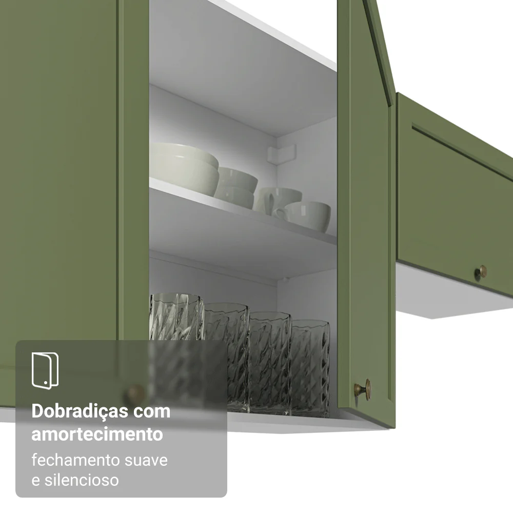 Armário Aéreo 100 cm 1 Porta Basculante Branco/Verde Vik Madesa - Image 8