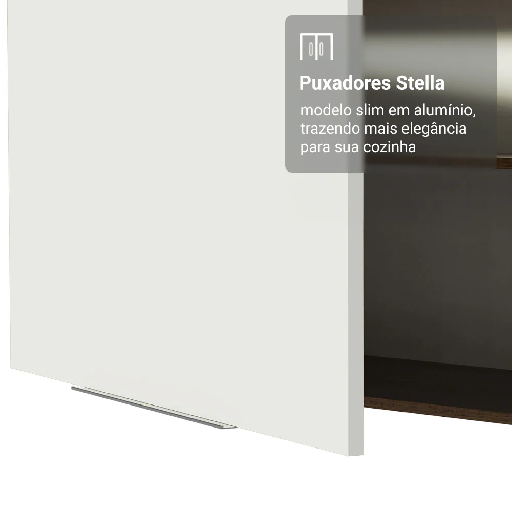 Armário Aéreo 100 cm 1 Porta Basculante Rustic/Branco Stella Madesa - Image 6