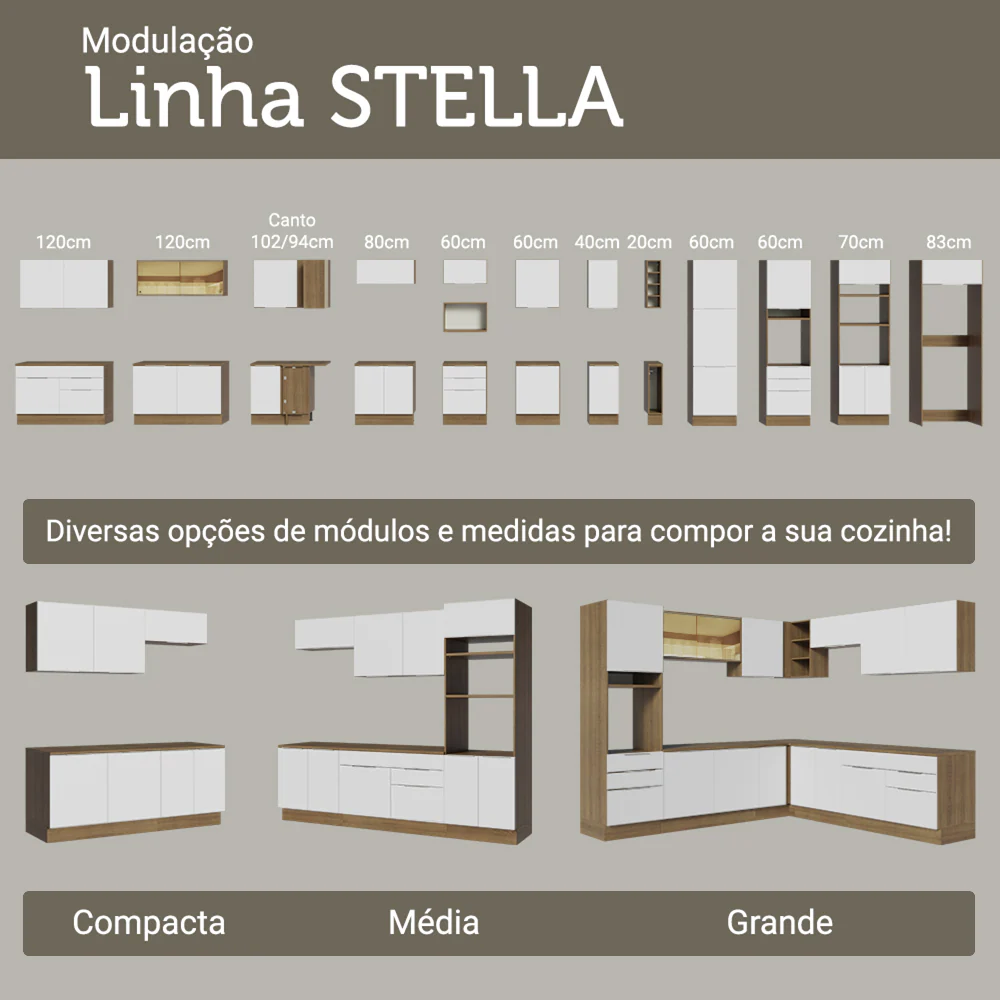 Armário Aéreo 100 cm 1 Porta Basculante Rustic/Branco Stella Madesa - Image 7
