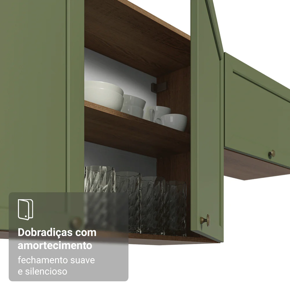 Armário Aéreo 100 cm 1 Porta Basculante Rustic/Verde Vik Madesa - Image 8