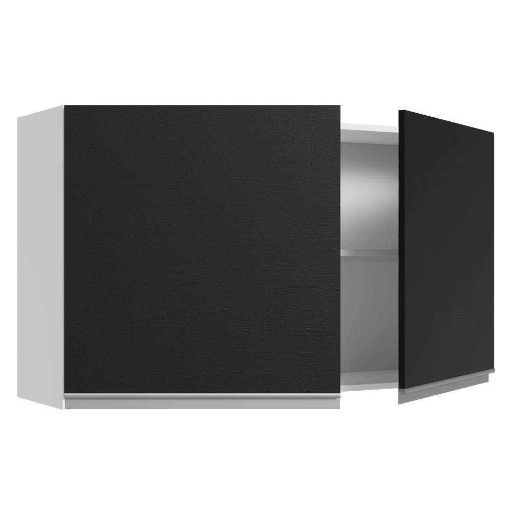Armário Aéreo 100% MDF 120 cm 2 Portas Branco/Preto Acordes Madesa - Image 4