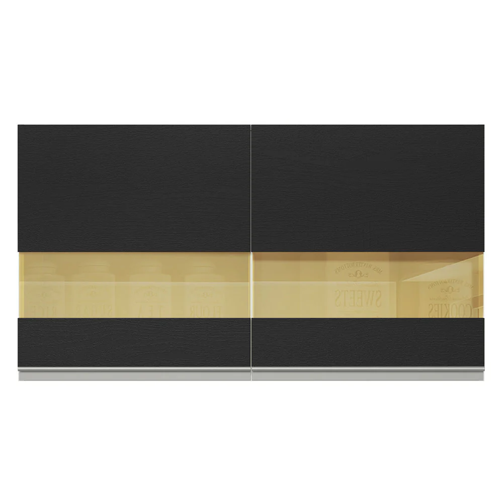 Armário Aéreo 100% MDF 120 cm 2 Portas Vidro Reflex Branco/Preto Acordes Madesa - Image 5