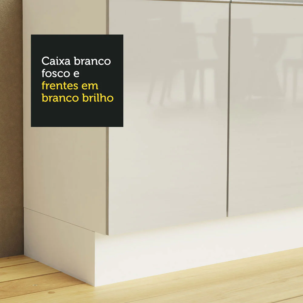 Armário Aéreo 100% MDF 35 cm 1 Porta Branco Brilho Acordes Madesa - Image 8