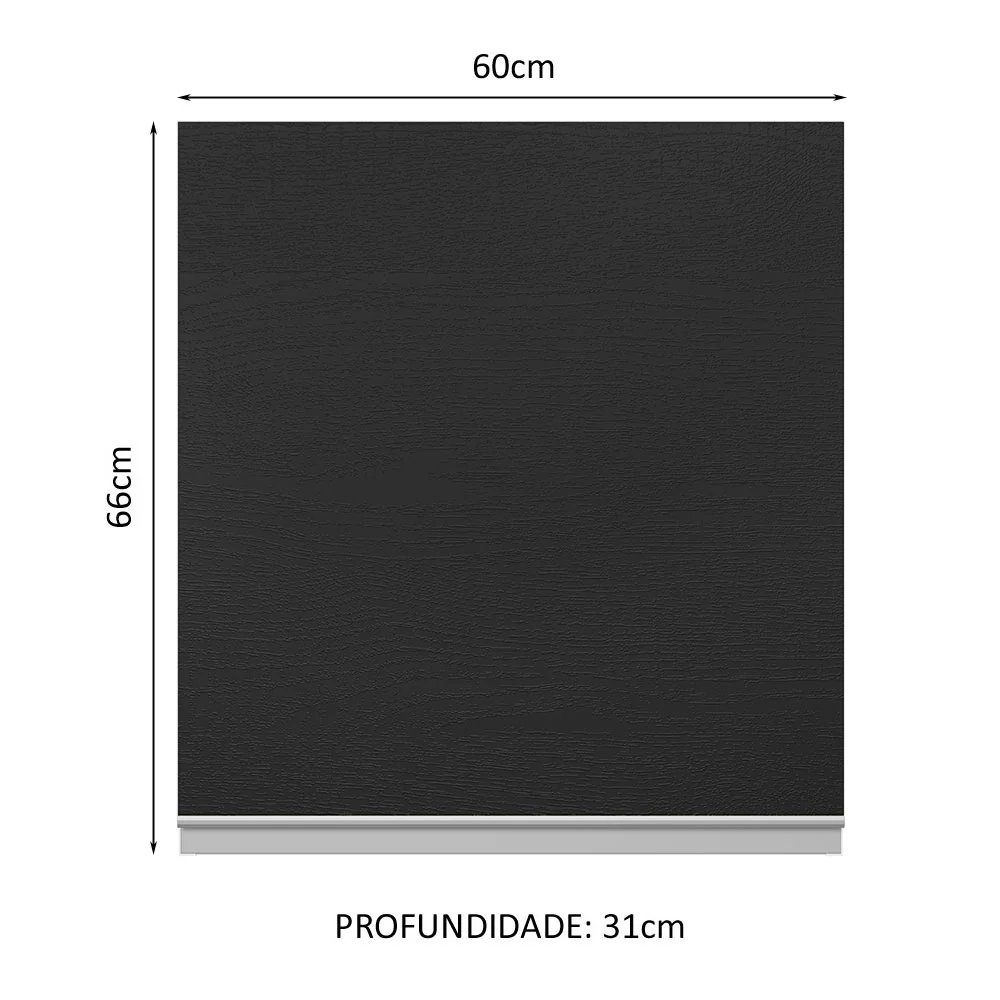 Armário Aéreo 100% MDF 60 cm 1 Porta Branco/Preto Acordes Madesa - Image 2