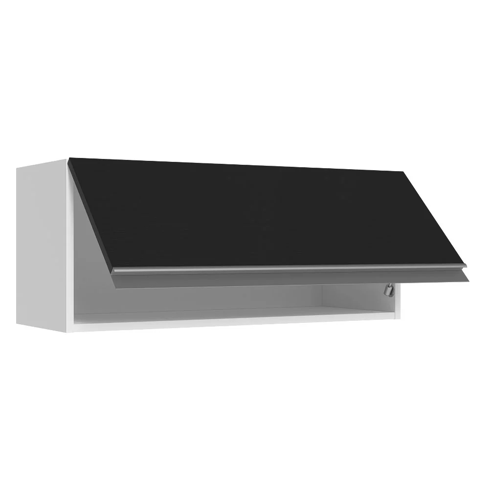 Armário Aéreo 100% MDF 80 cm 1 Porta Basculante Branco/Preto Acordes Madesa - Image 4