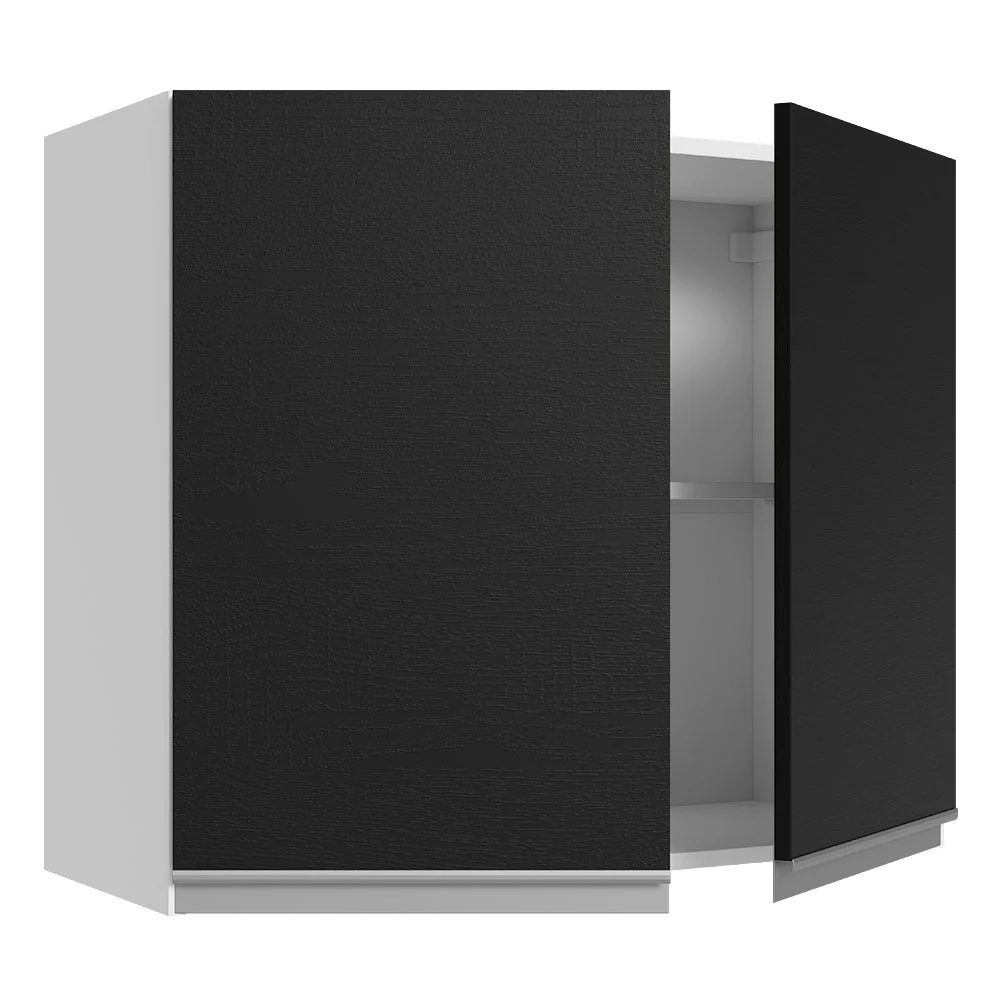 Armário Aéreo 100% MDF 80 cm 2 Portas Branco/Preto Acordes Madesa - Image 4