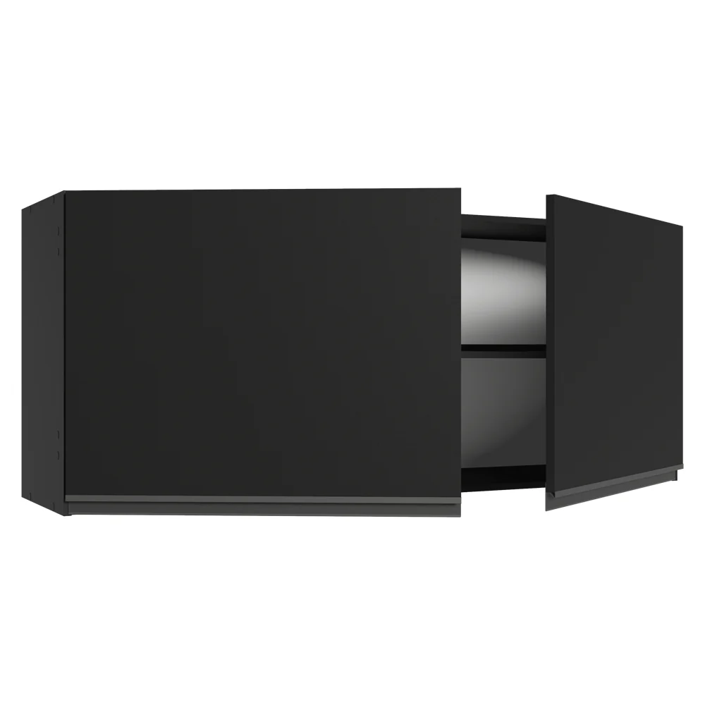 Armário Aéreo 120 cm 2 Portas Preto Nice Madesa - Image 7