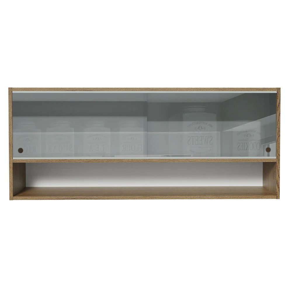 Armário Aéreo 120cm 2 Portas Correr Vidro Neutral 1 Nicho Rustic para Cozinhas Glamy, Lux e Reims Madesa - Image 5
