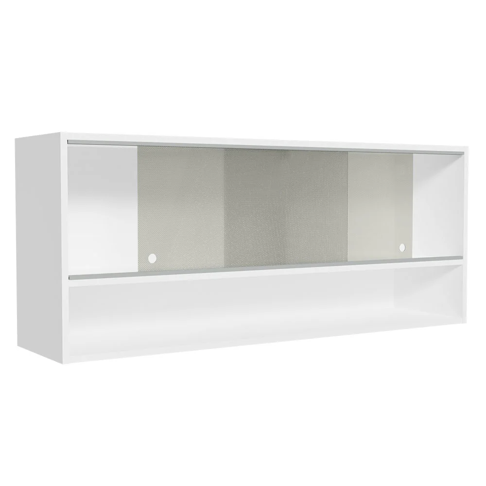 Armário Aéreo 120cm 2 Portas Correr Vidro Pontilhado 1 Nicho Branco para Cozinhas Glamy, Lux e Reims Madesa - Image 3