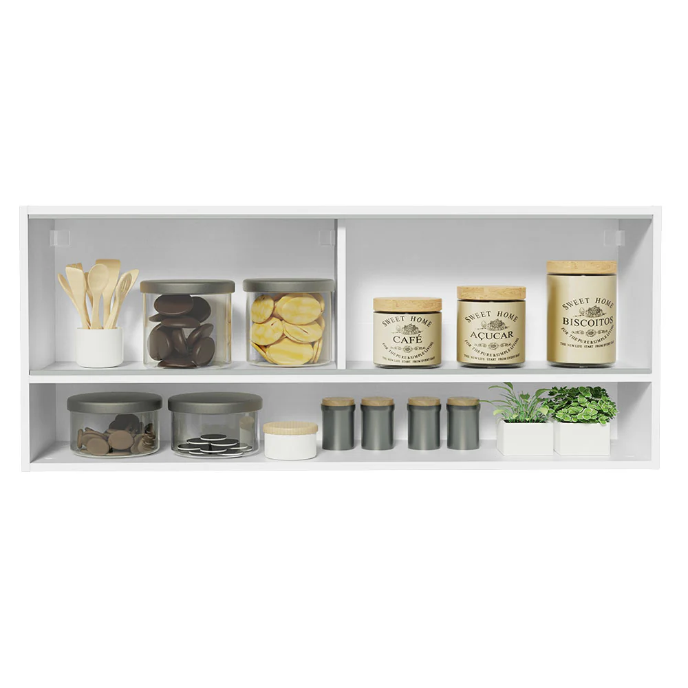 Armário Aéreo 120cm 2 Portas Correr Vidro Pontilhado 1 Nicho Branco para Cozinhas Glamy, Lux e Reims Madesa - Image 4
