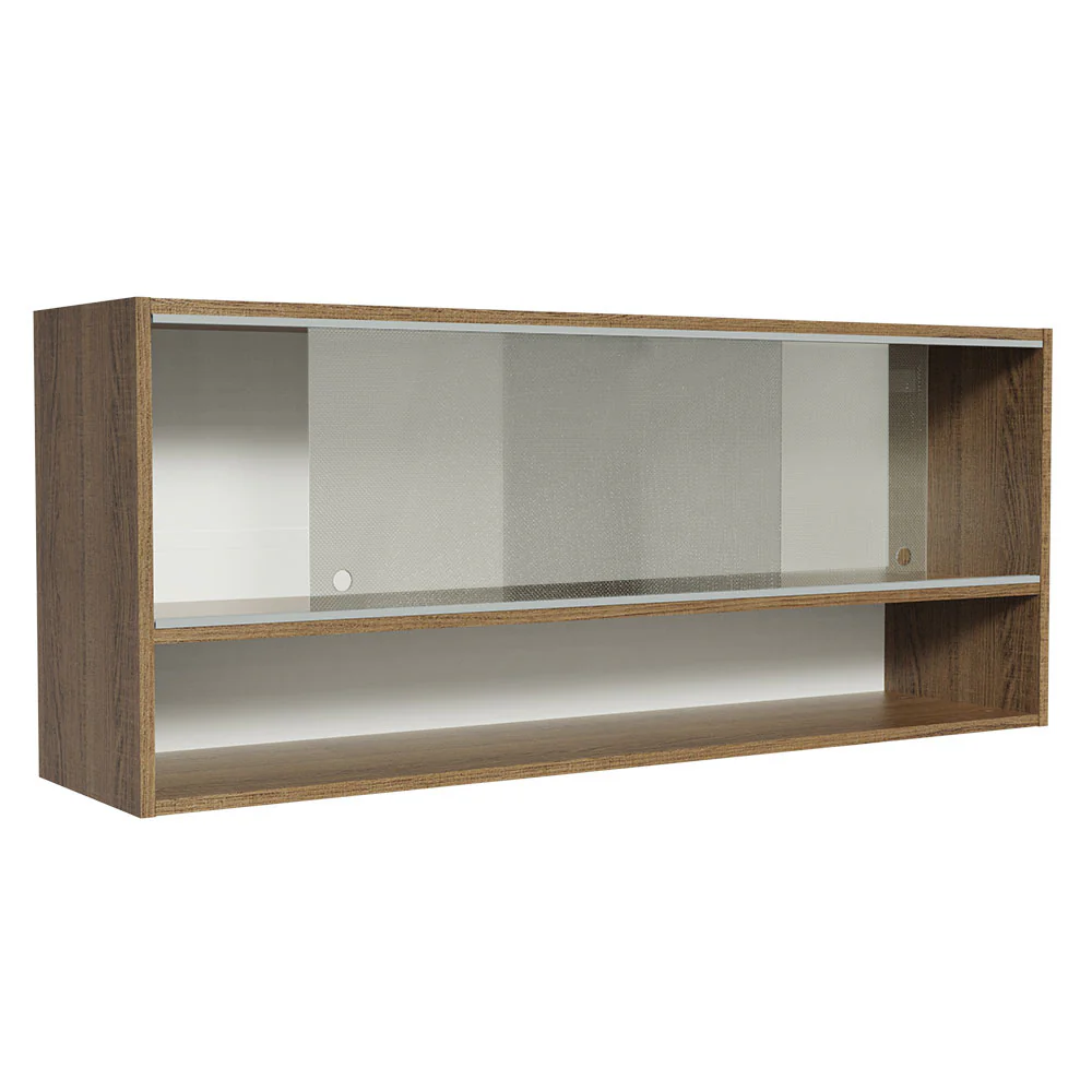 Armário Aéreo 120cm 2 Portas Correr Vidro Pontilhado 1 Nicho Rustic para Cozinhas Glamy, Lux e Reims Madesa - Image 3