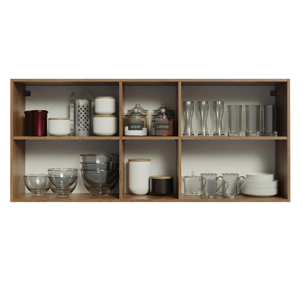 Armário Aéreo 150 cm 2 Portas e 2 Nichos Rustic/Crema Agata Madesa - Image 3