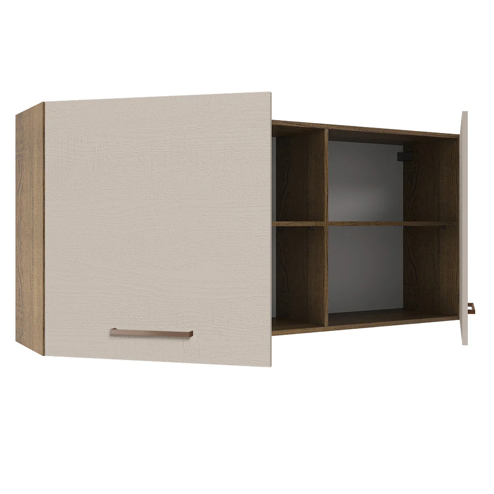 Armário Aéreo 150 cm 2 Portas e 2 Nichos Rustic/Crema Agata Madesa - Image 4