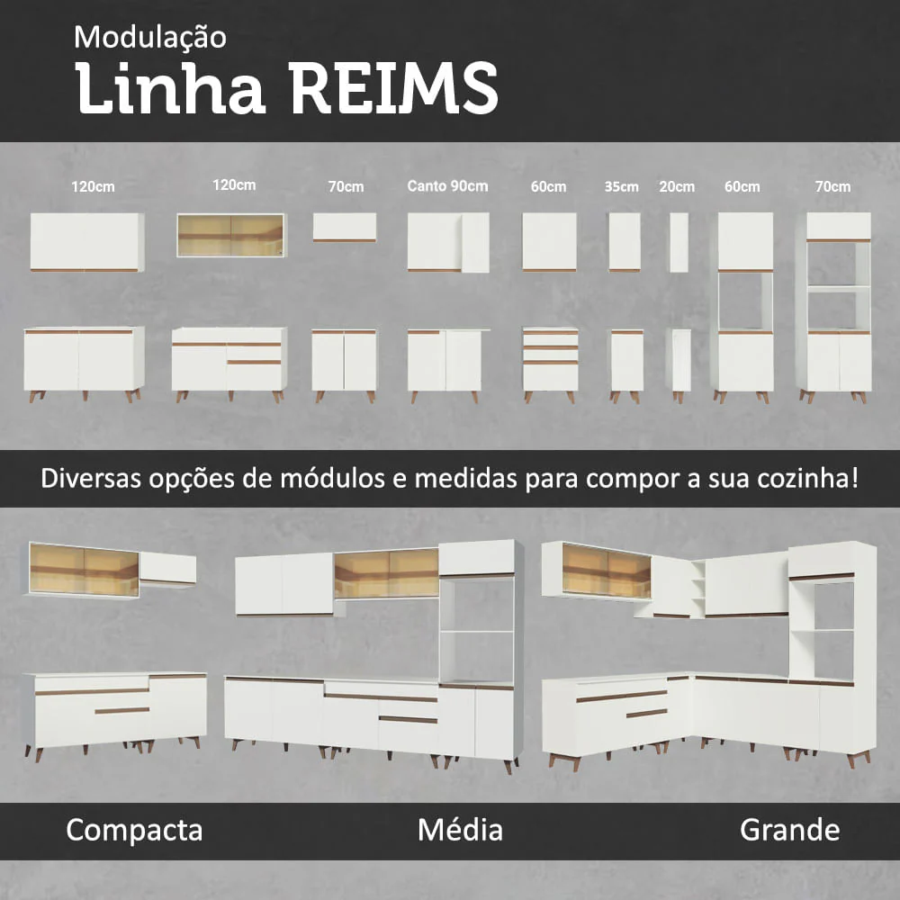 Armário Aéreo 70 cm 2 Portas Branco Reims Madesa - Image 18