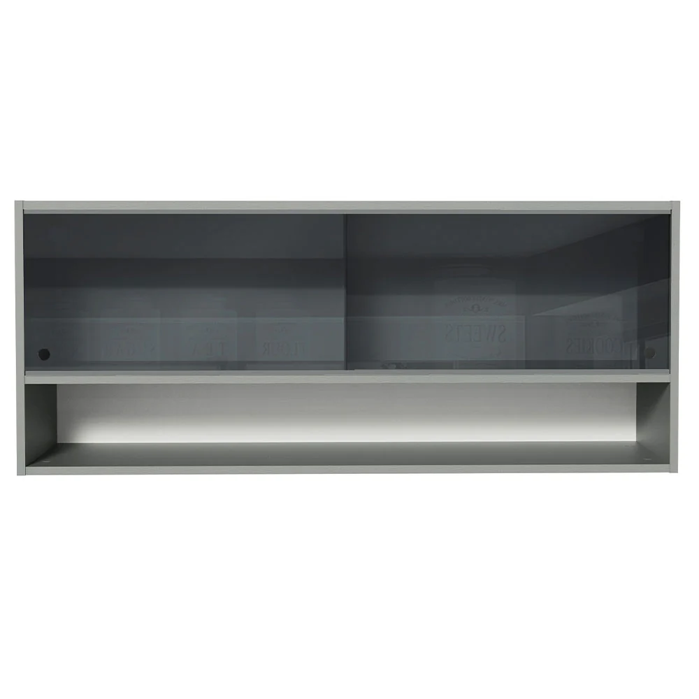 Armário Aéreo 2 Portas de Correr de Vidro Neutral e 1 Nicho Cinza Nice Madesa - Image 7
