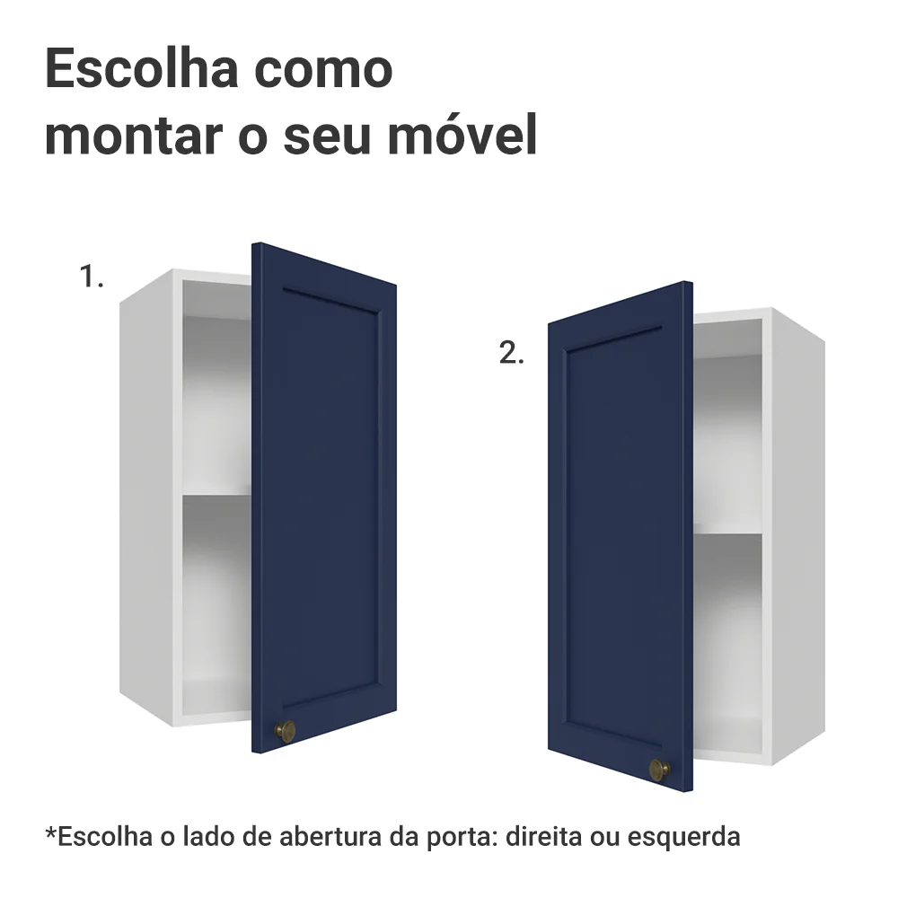 Armário Aéreo 35 cm 1 Porta Branco/Azul Vik Madesa - Image 4