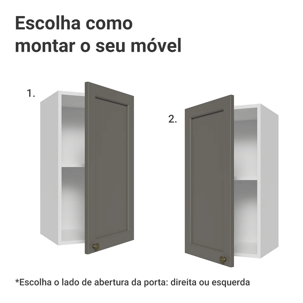 Armário Aéreo 35 cm 1 Porta Branco/Cinza Vik Madesa - Image 4