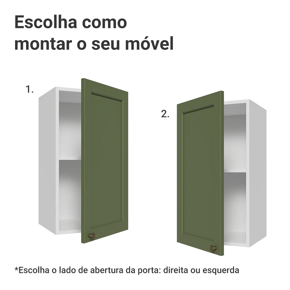 Armário Aéreo 35 cm 1 Porta Branco/Verde Vik Madesa - Image 4