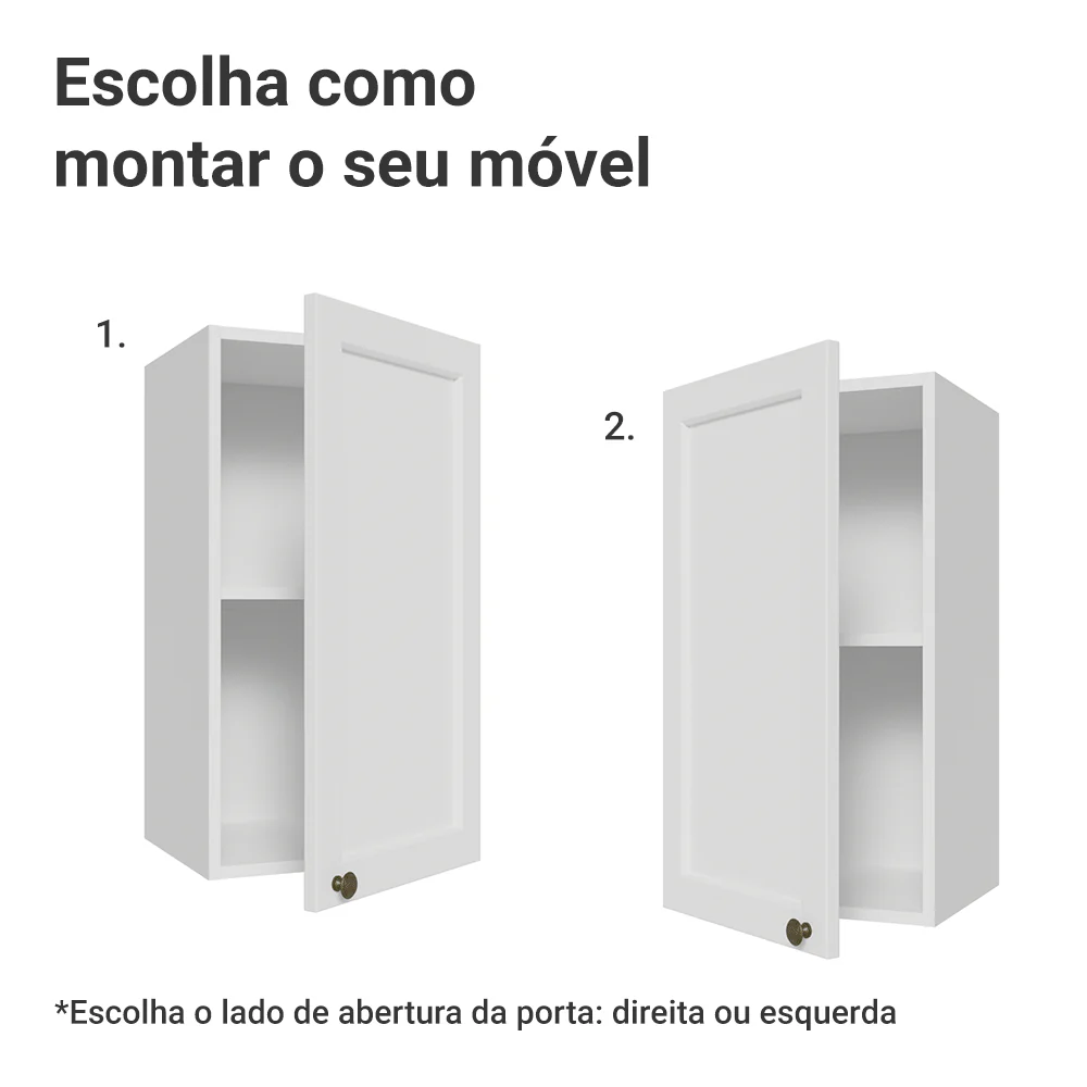 Armário Aéreo 35 cm 1 Porta Branco Vik Madesa - Image 4