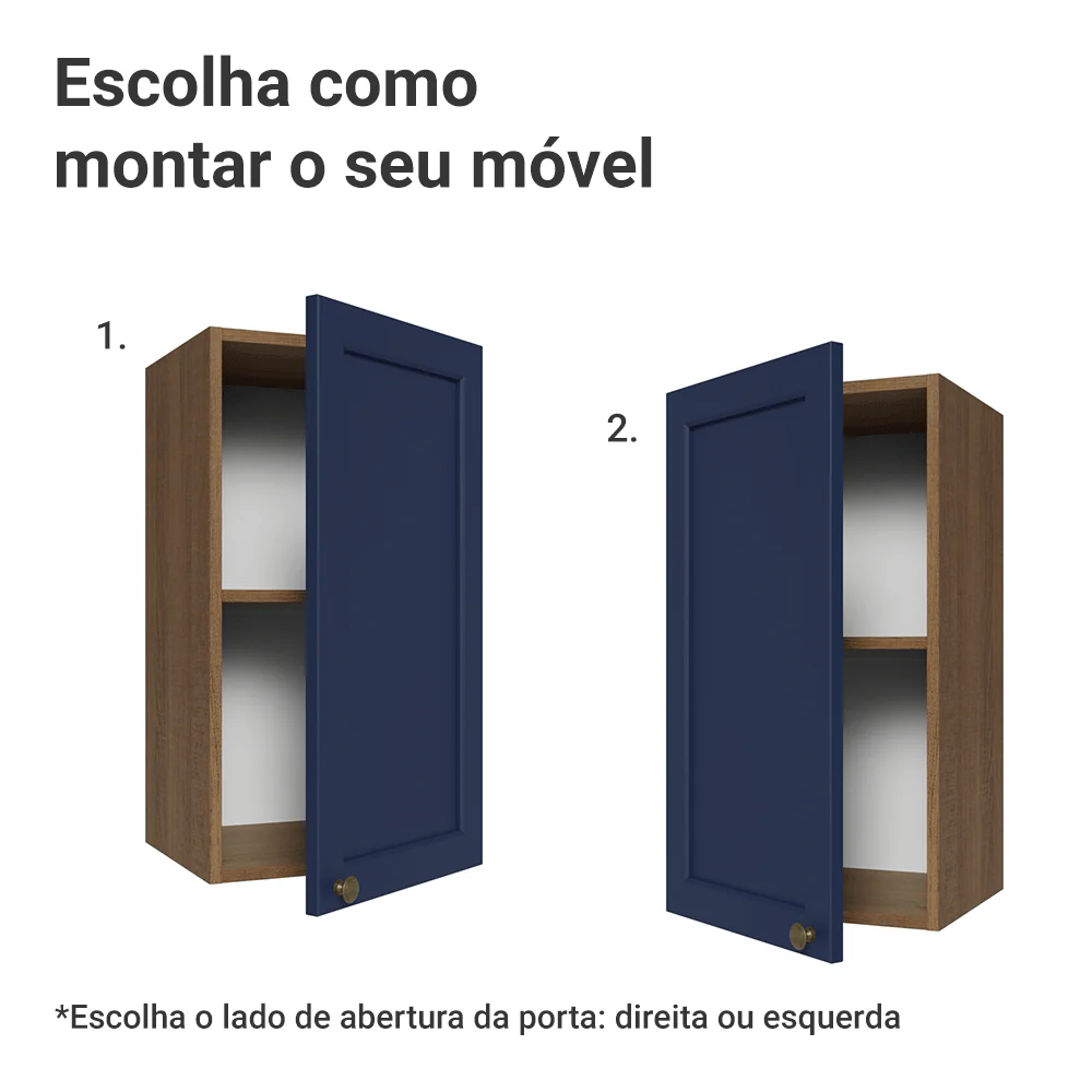 Armário Aéreo 35 cm 1 Porta Rustic/Azul Vik Madesa - Image 4