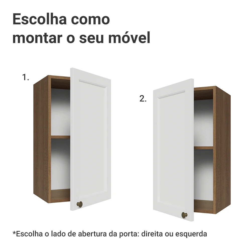 Armário Aéreo 35 cm 1 Porta Rustic/Branco Vik Madesa - Image 4