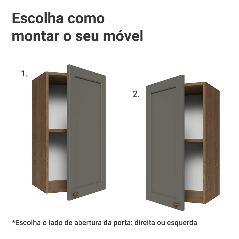 Armário Aéreo 35 cm 1 Porta Rustic/Cinza Vik Madesa - Image 4