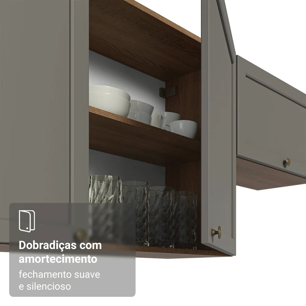 Armário Aéreo 35 cm 1 Porta Rustic/Cinza Vik Madesa - Image 8