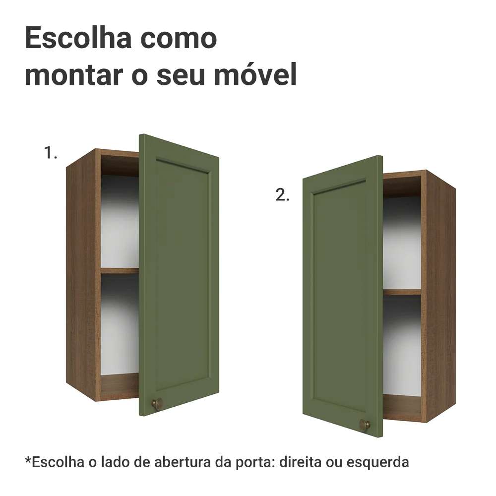 Armário Aéreo 35 cm 1 Porta Rustic/Verde Vik Madesa - Image 4