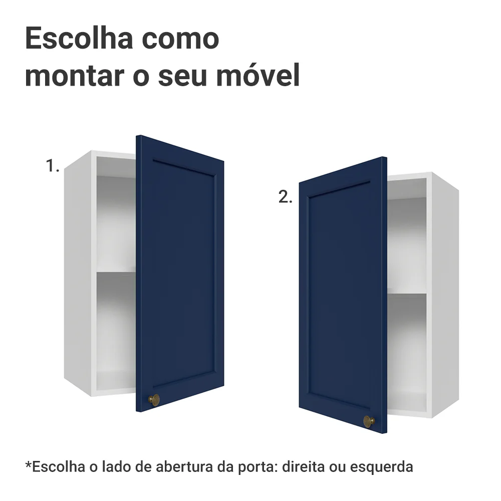 Armário Aéreo 40 cm 1 Porta Branco/Azul Vik Madesa - Image 5
