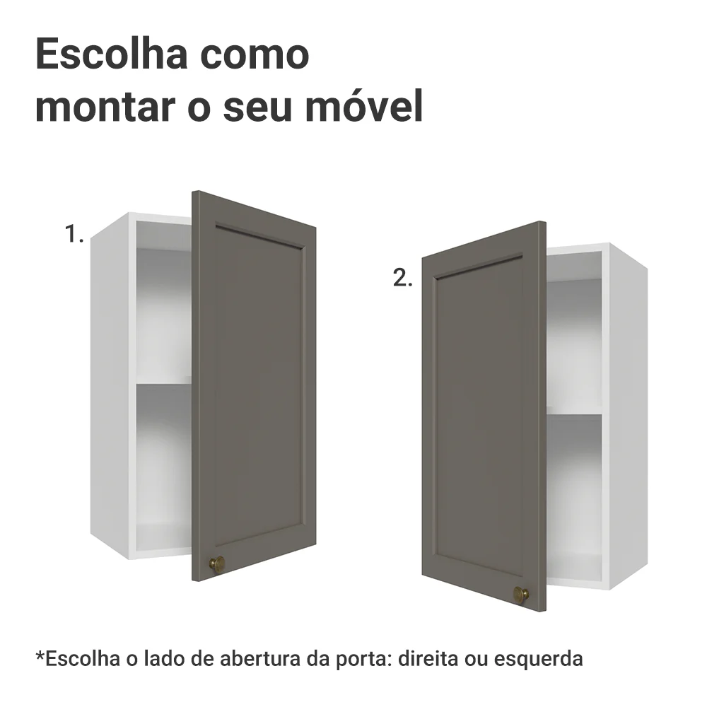 Armário Aéreo 40 cm 1 Porta Branco/Cinza Vik Madesa - Image 5