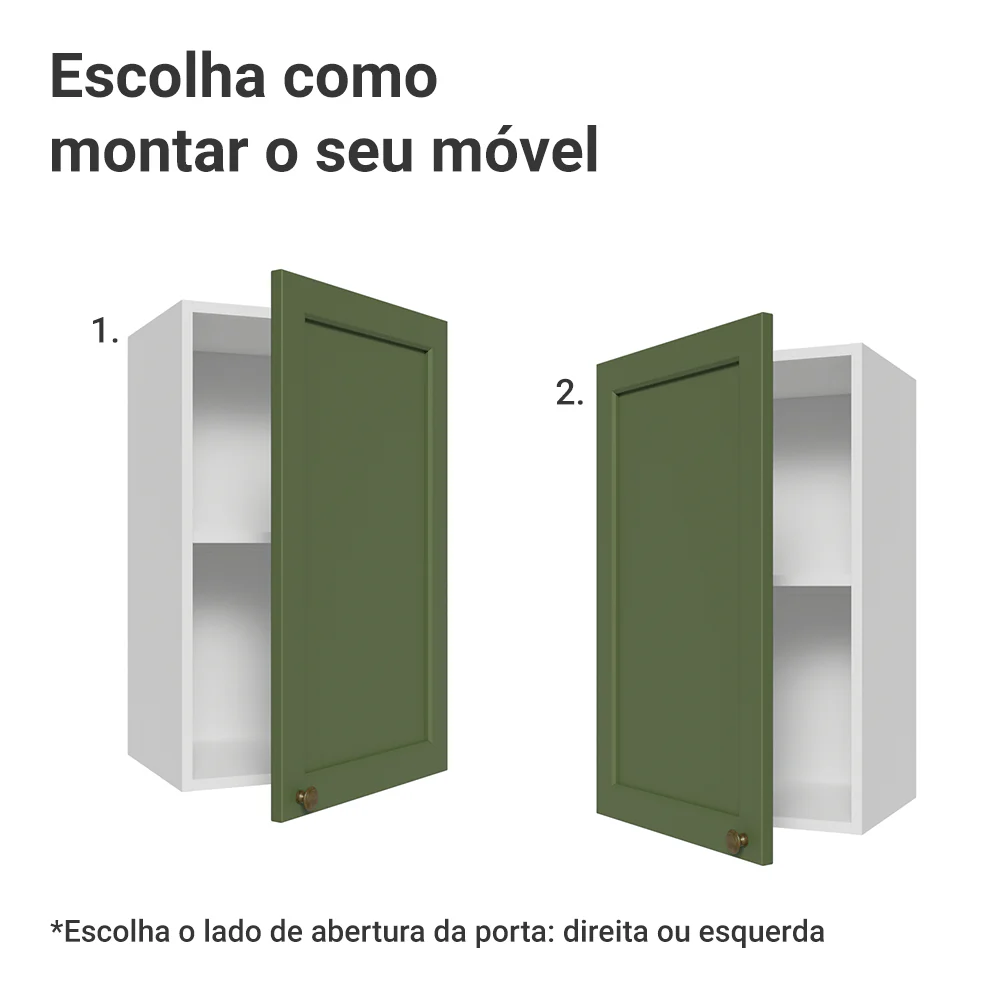 Armário Aéreo 40 cm 1 Porta Branco/Verde Vik Madesa - Image 5