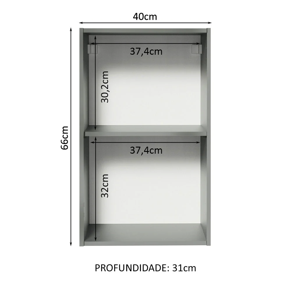 Armário Aéreo 40 cm 1 Porta Cinza Nice Madesa - Image 3