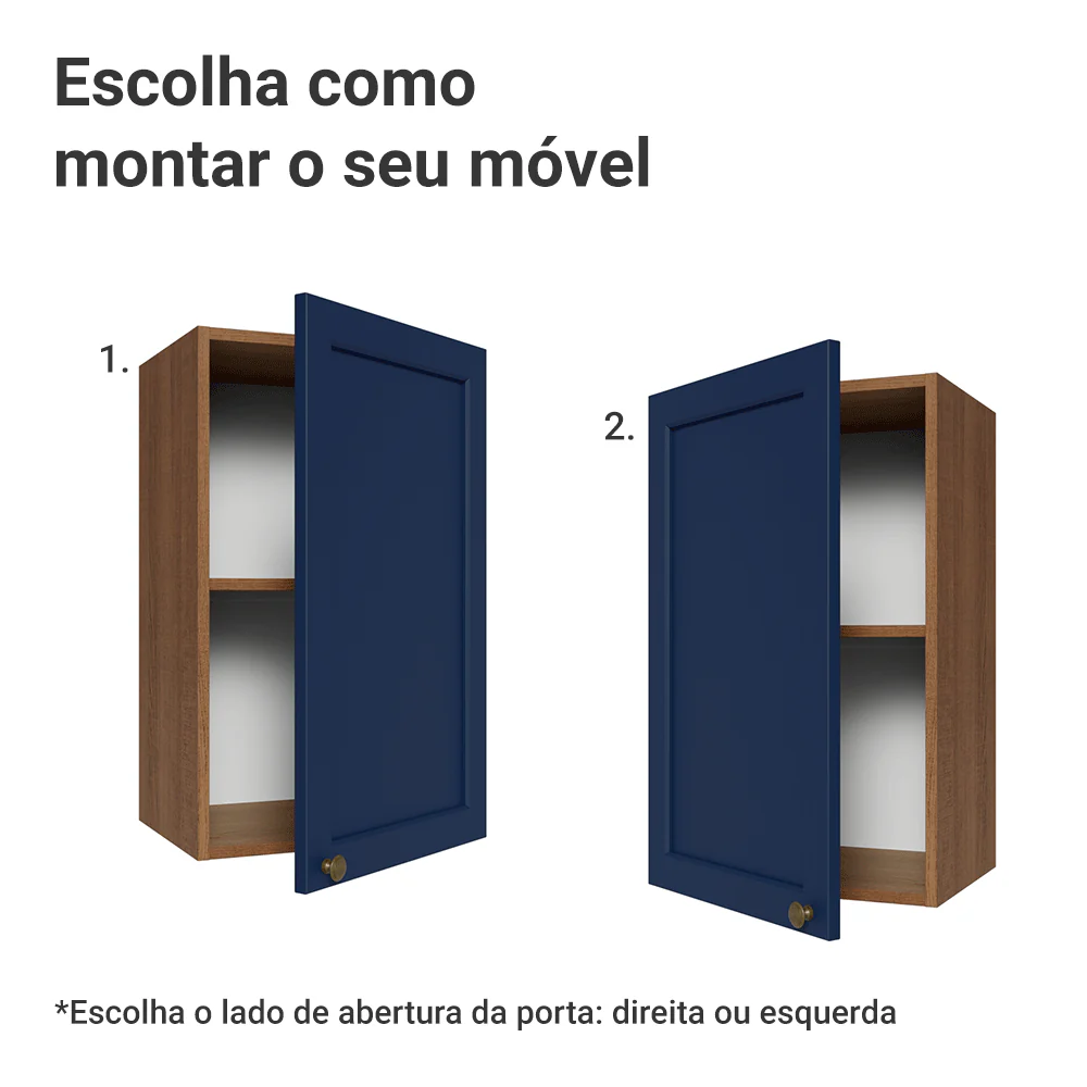 Armário Aéreo 40 cm 1 Porta Rustic/Azul Vik Madesa - Image 5