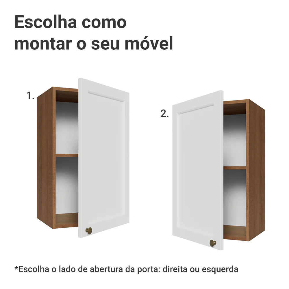 Armário Aéreo 40 cm 1 Porta Rustic/Branco Vik Madesa - Image 5