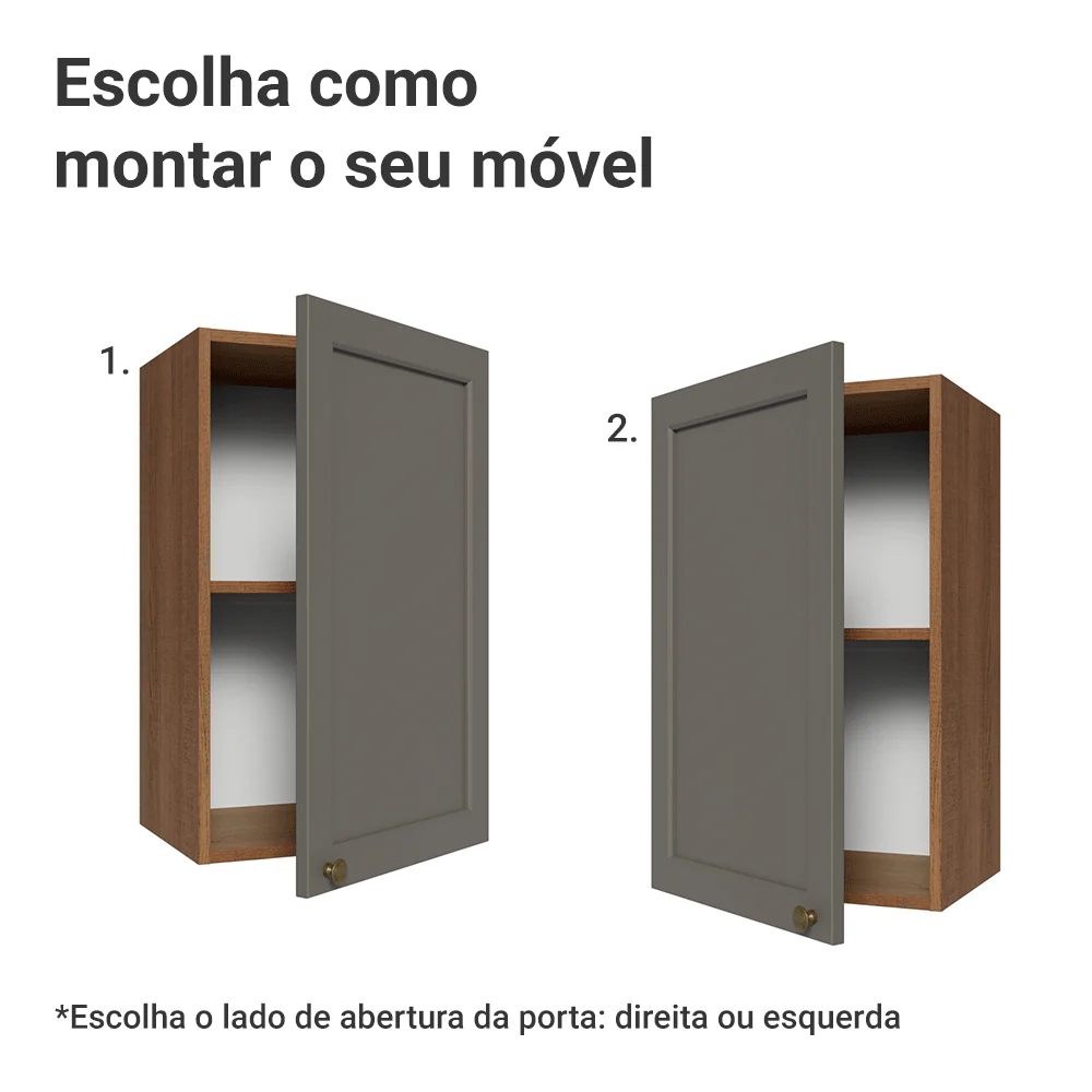 Armário Aéreo 40 cm 1 Porta Rustic/Cinza Vik Madesa - Image 5