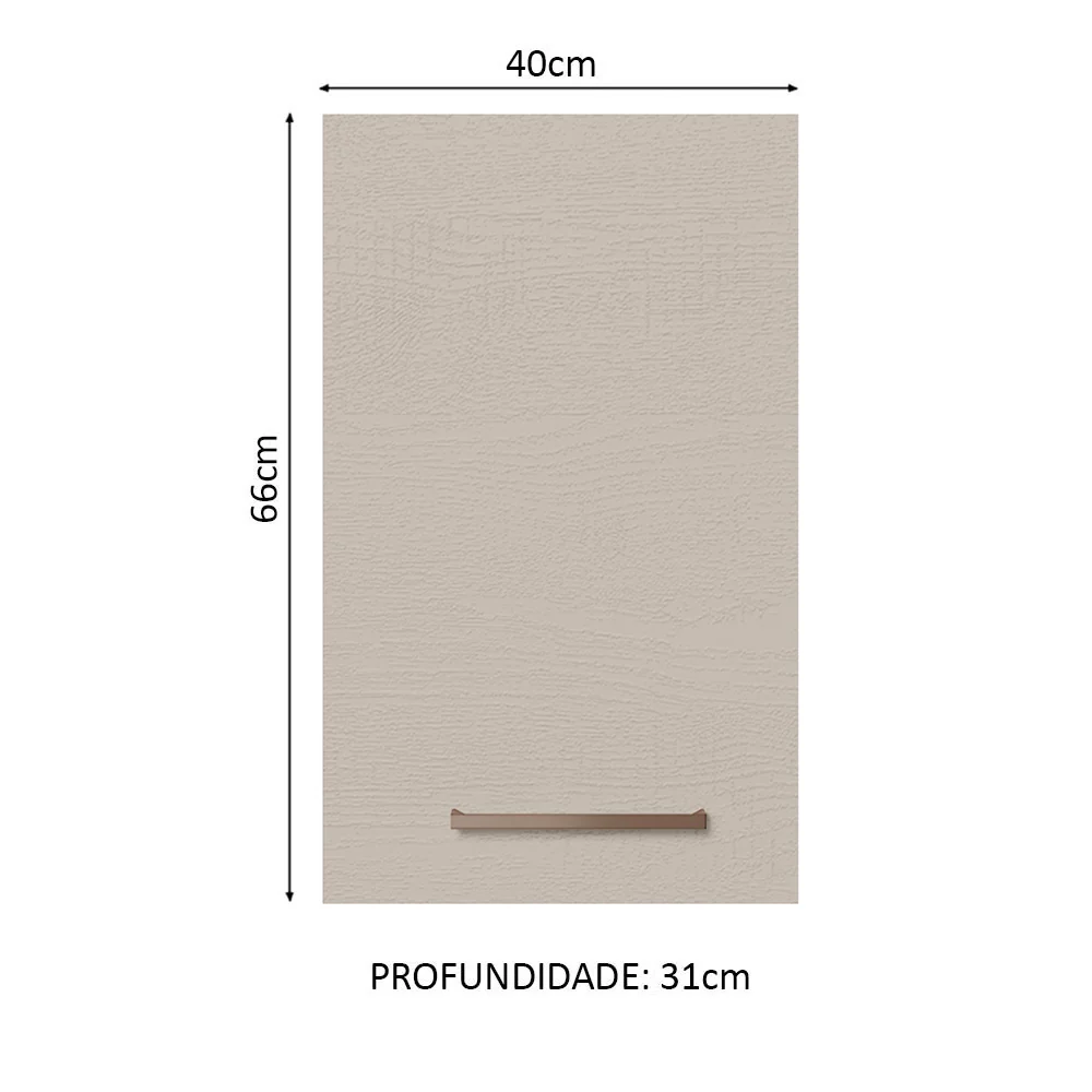Armário Aéreo 40 cm 1 Porta Rustic/Crema Agata Madesa - Image 2