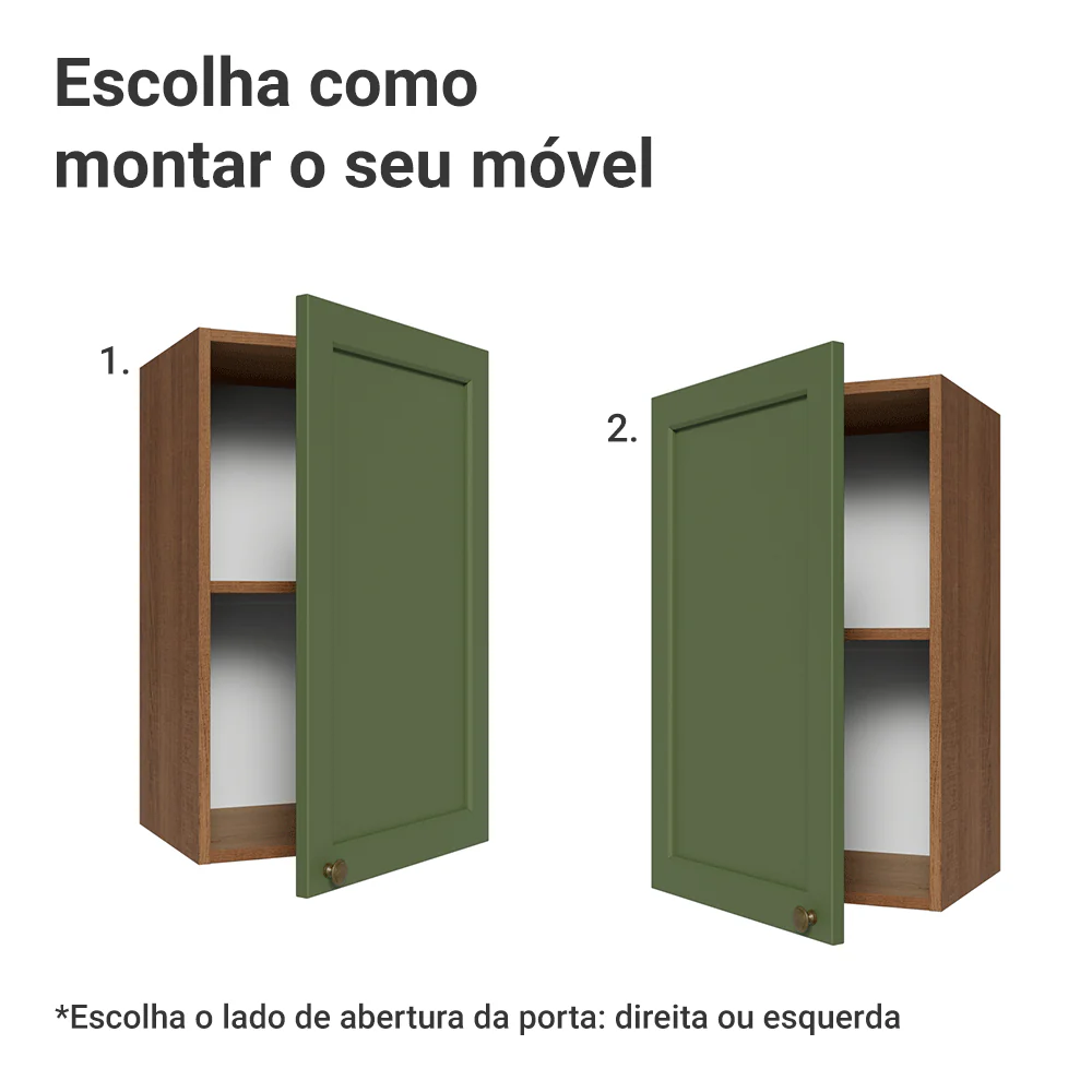 Armário Aéreo 40 cm 1 Porta Rustic/Verde Vik Madesa - Image 5