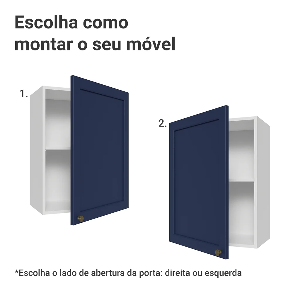 Armário Aéreo 50cm 1 Porta Branco/Azul Vik Madesa - Image 4