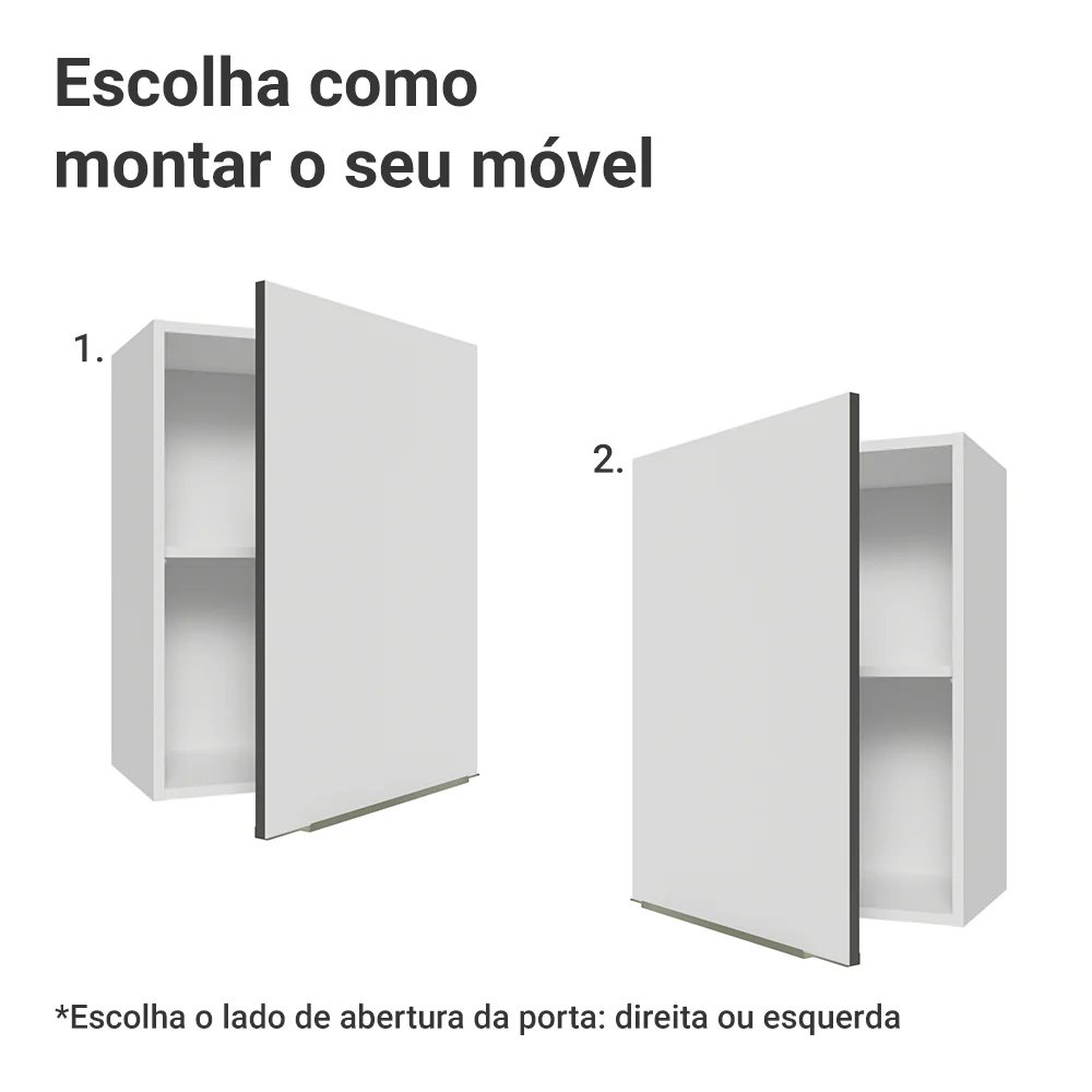 Armário Aéreo 50cm 1 Porta Branco/Branco Veludo Lux Madesa - Image 4