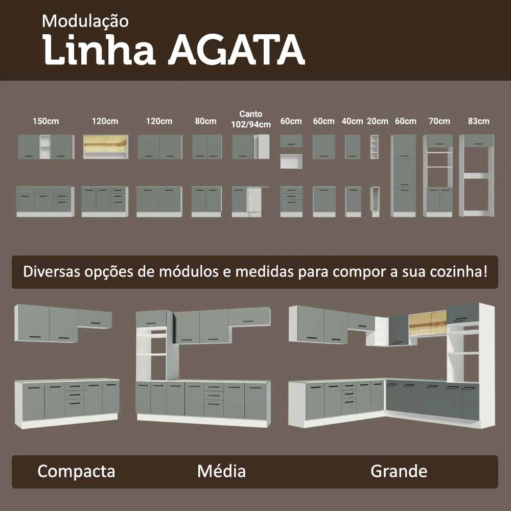Armário Aéreo 50cm 1 Porta Branco/Cinza Agata Madesa - Image 9