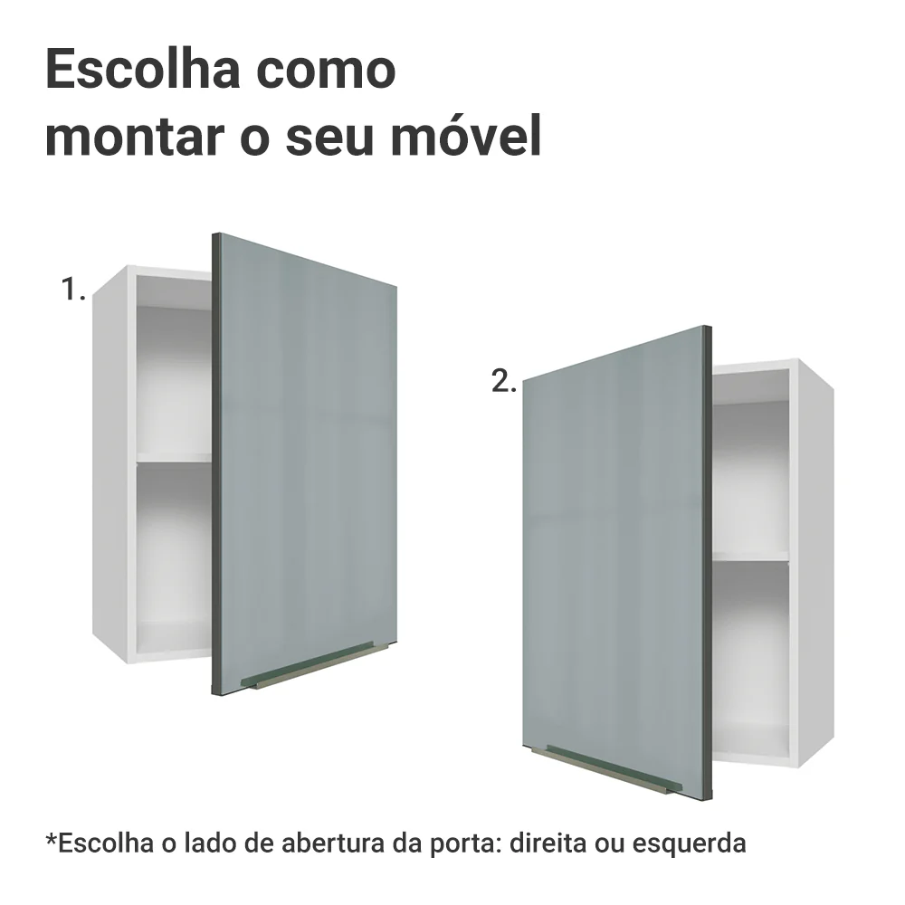 Armário Aéreo 50cm 1 Porta Branco/Cinza Lux Madesa - Image 4