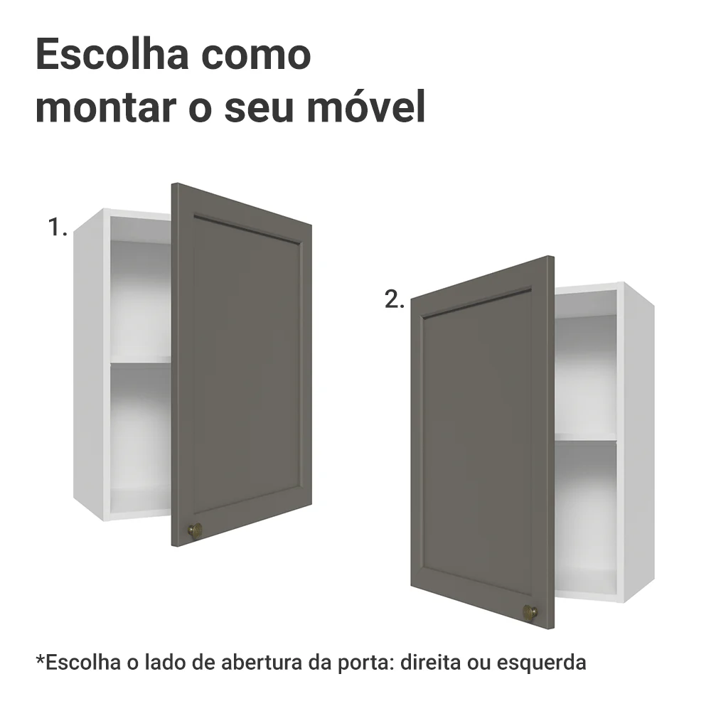 Armário Aéreo 50cm 1 Porta Branco/Cinza Vik Madesa - Image 4
