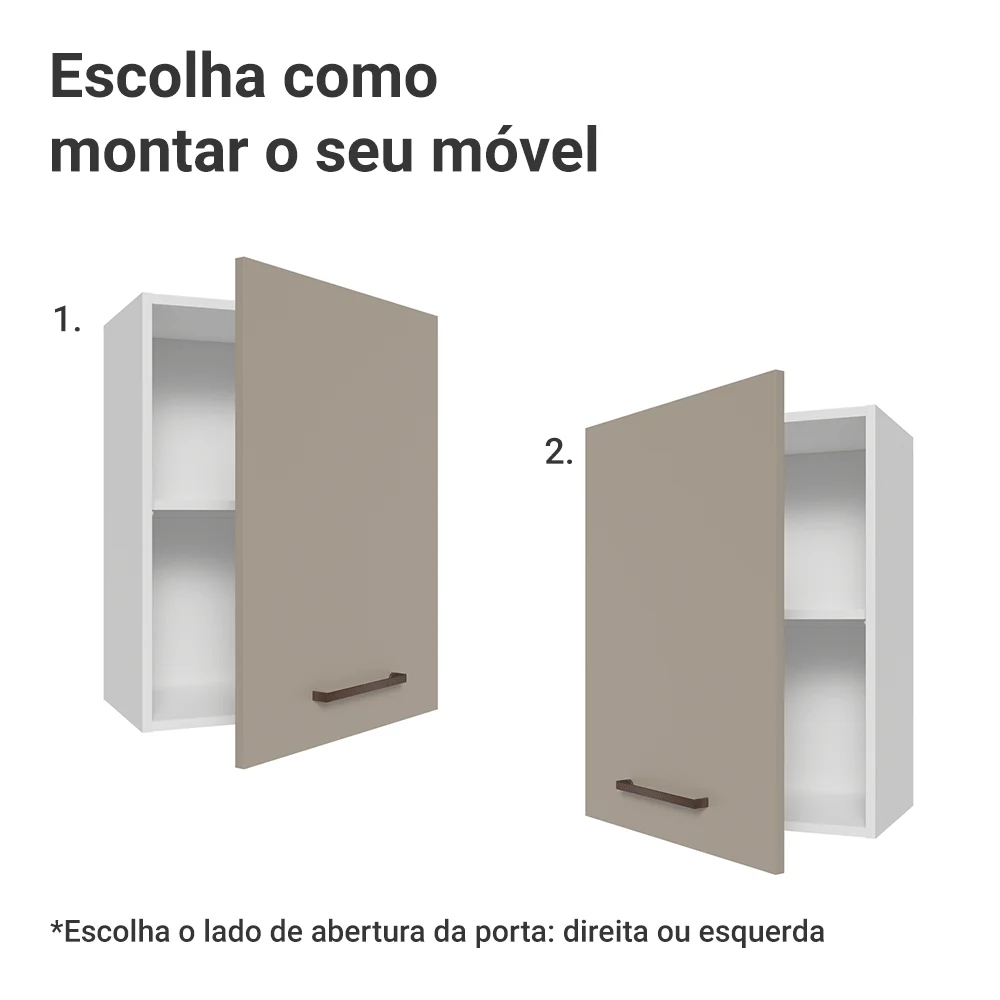 Armário Aéreo 50cm 1 Porta Branco/Crema Agata Madesa - Image 4