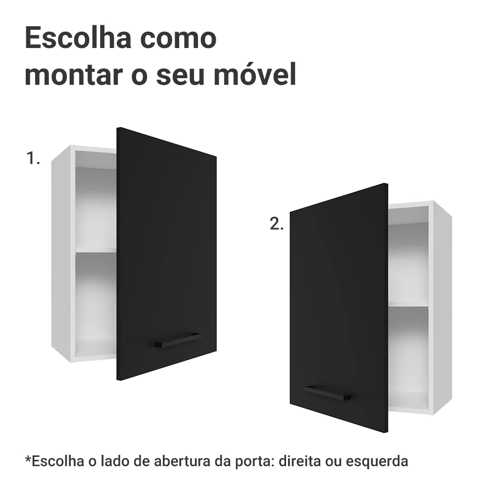 Armário Aéreo 50cm 1 Porta Branco/Preto Agata Madesa - Image 4